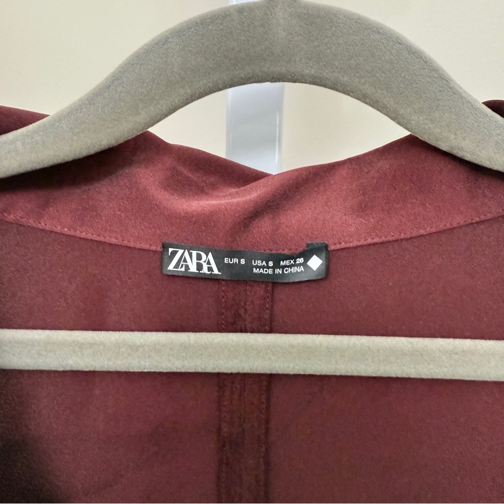Zara SILK PAJAMAS - Maroon SIZE S TOP AND BOTTOM - Picture 4 of 9